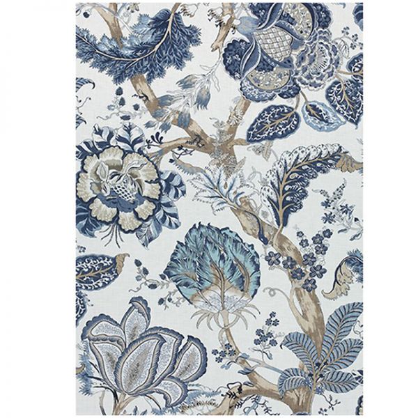 Tapeta w kwiatowy wzór hampton Kalamkari Vine Ble&White
