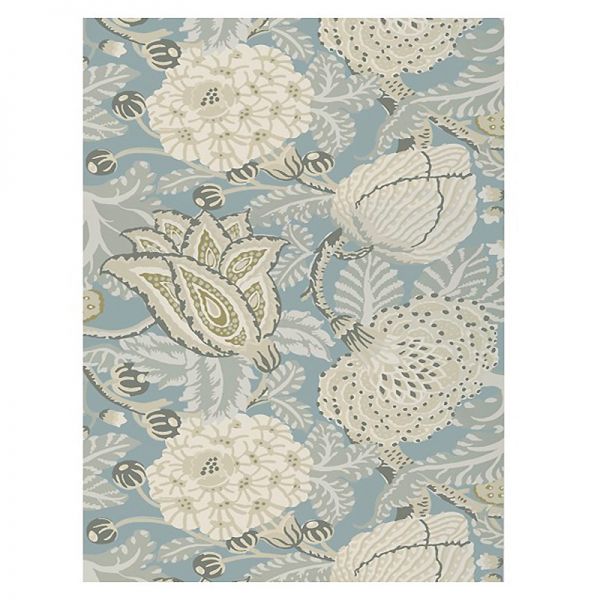 Tapeta w kwiaty błękitna Mitford Aqua