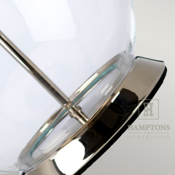 Lampa stołowa szklana z abażurem Loree Silver&White