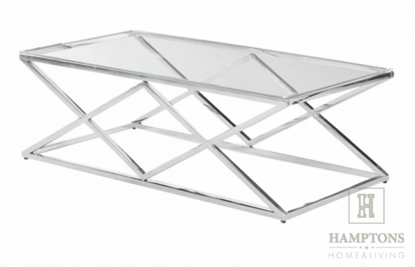 Nowoczesny stolik kawowy ze stali nierdzewnej srebrny Stella 120x60cm styl nowojorski, modern, glamour