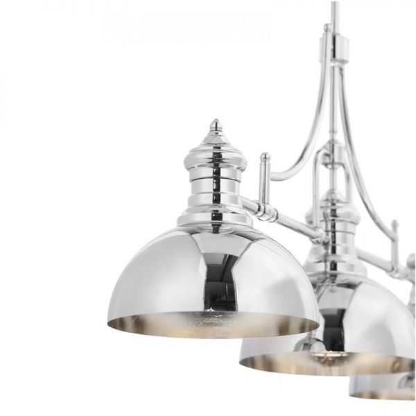 Srebrna lampa sufitowa do kuchni jadalni potrójna Lucas Silver 3
