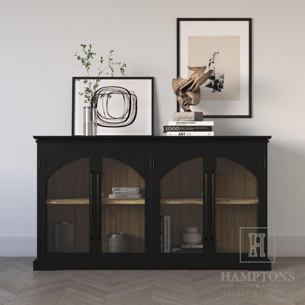 Komoda czarna drewniana w stylu Modern Farmhouse Loren Black II