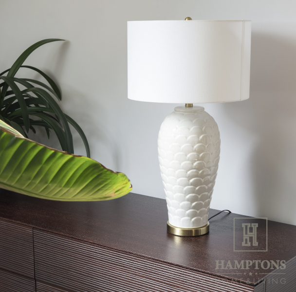 Lampa stołowa ceramiczna z abażurem biała Billie 74cm