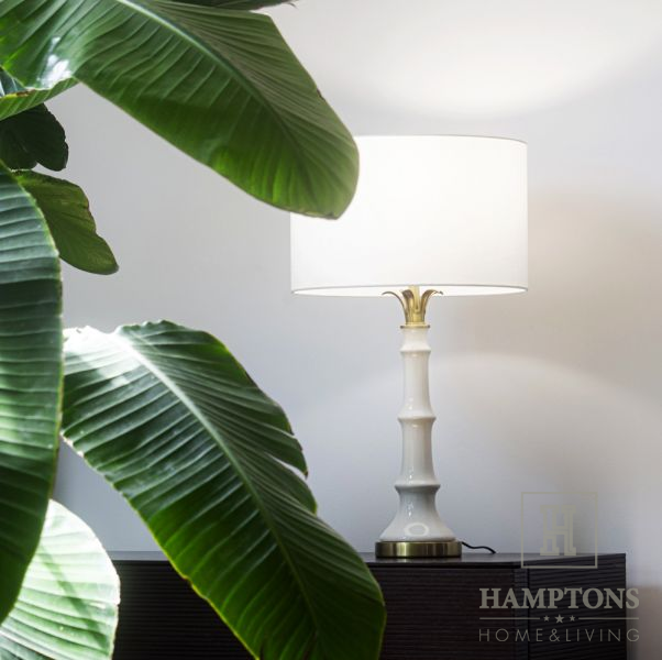 Lampa stołowa ceramiczna z abażurem biała Tropical 72,5cm